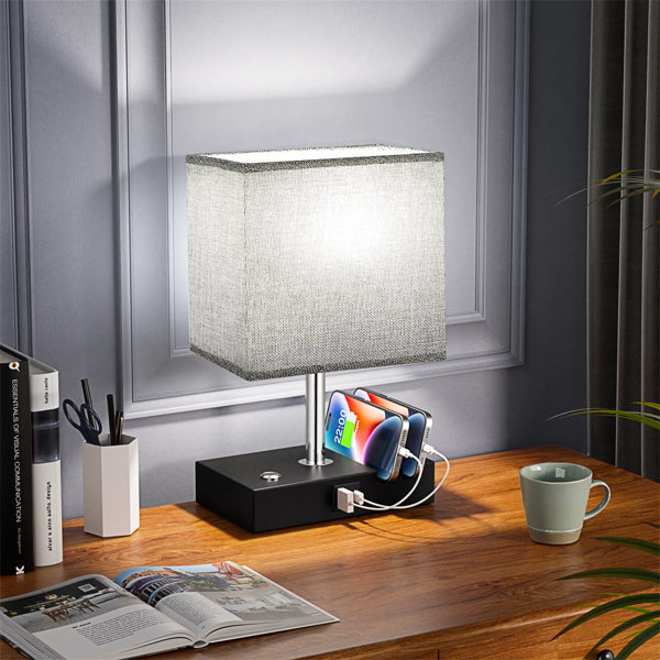 Brayden Studio Touch Bedside Lamps With Linen Shade(LED Bulb Included